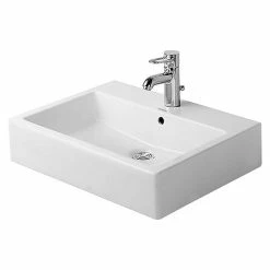 BAUHAUS Duravit Vero Aufsatzwaschbecken 59,5 X 47 Cm, Ohne Spezialglasur, Hahnloch: Mitte, Mit Überlauf, Weiß
