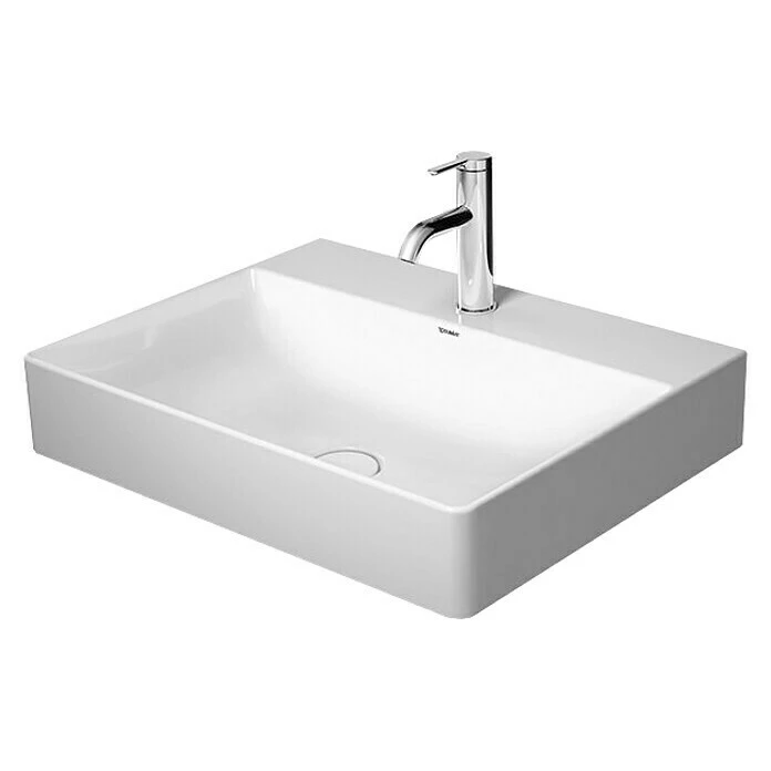 BAUHAUS Duravit DuraSquare Waschtisch 60 X 47 Cm, Mit Schmutzabweisender Glasur, Hahnloch: Mitte, Ohne Überlauf, Weiß, Geschliffen 3 BAUHAUS Duravit DuraSquare Waschtisch 60 X 47 Cm, Mit Schmutzabweisender Glasur, Hahnloch: Mitte, Ohne Überlauf, Weiß, Geschliffen