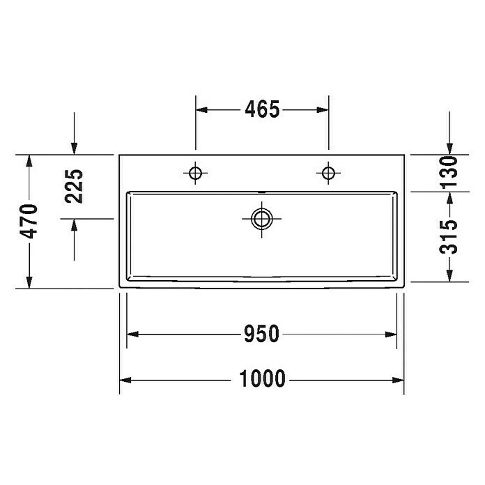 BAUHAUS Duravit Vero Air Doppelwaschtisch 100 X 47 Cm, Ohne Spezialglasur, Hahnloch: Mitte, Mit Überlauf, Weiß, Geschliffen 4 BAUHAUS Duravit Vero Air Doppelwaschtisch 100 X 47 Cm, Ohne Spezialglasur, Hahnloch: Mitte, Mit Überlauf, Weiß, Geschliffen – Bild 2