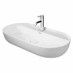 BAUHAUS Duravit Luv Aufsatzwaschbecken 80 X 40 Cm, Mit Schmutzabweisender Glasur, Hahnloch: Mitte, Ohne Überlauf, Weiß