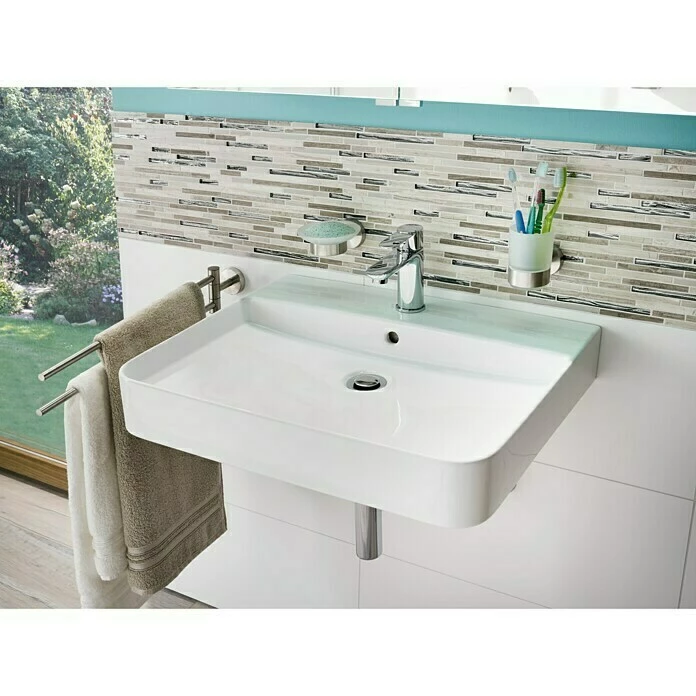 BAUHAUS Camargue Los Angeles Waschtisch Soft 60 X 47 Cm, Ohne Spezialglasur, Hahnloch: Mitte, Mit Überlauf, Weiß 4 BAUHAUS Camargue Los Angeles Waschtisch Soft 60 X 47 Cm, Ohne Spezialglasur, Hahnloch: Mitte, Mit Überlauf, Weiß – Bild 2