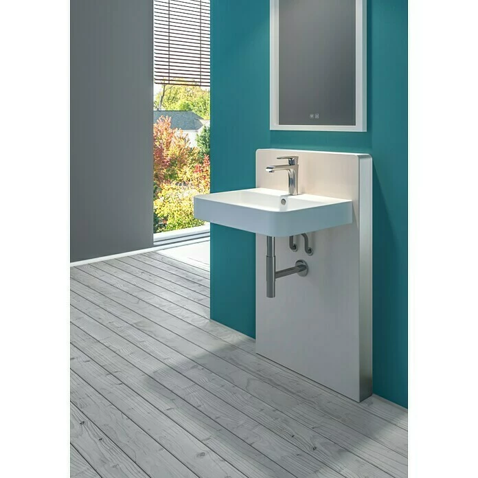 BAUHAUS Camargue Los Angeles Waschtisch Soft 60 X 47 Cm, Ohne Spezialglasur, Hahnloch: Mitte, Mit Überlauf, Weiß 6 BAUHAUS Camargue Los Angeles Waschtisch Soft 60 X 47 Cm, Ohne Spezialglasur, Hahnloch: Mitte, Mit Überlauf, Weiß – Bild 4