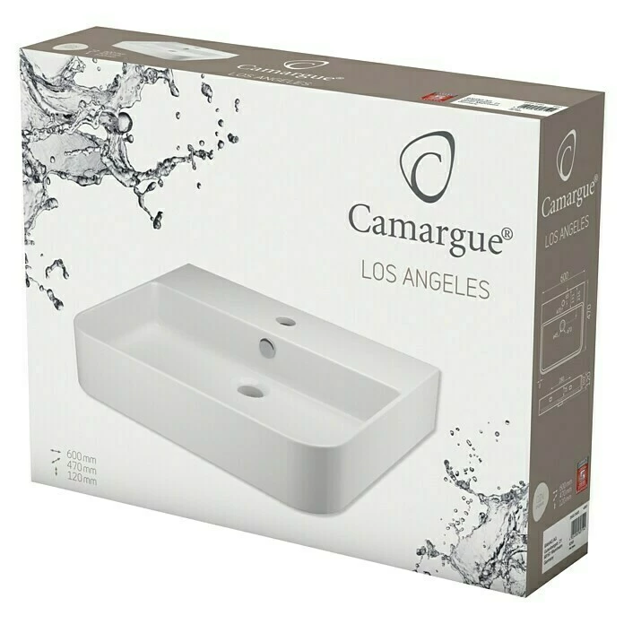 BAUHAUS Camargue Los Angeles Waschtisch Soft 60 X 47 Cm, Ohne Spezialglasur, Hahnloch: Mitte, Mit Überlauf, Weiß 7 BAUHAUS Camargue Los Angeles Waschtisch Soft 60 X 47 Cm, Ohne Spezialglasur, Hahnloch: Mitte, Mit Überlauf, Weiß – Bild 5