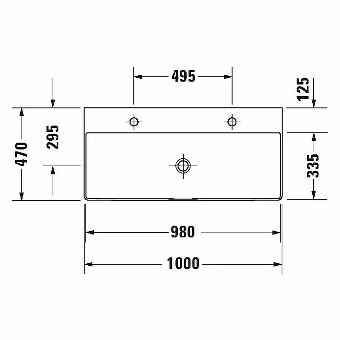 BAUHAUS Duravit DuraSquare Doppelwaschtisch 100 X 47 Cm, Mit Schmutzabweisender Glasur, Hahnloch: Mitte, Ohne Überlauf, Weiß, Geschliffen 4 BAUHAUS Duravit DuraSquare Doppelwaschtisch 100 X 47 Cm, Mit Schmutzabweisender Glasur, Hahnloch: Mitte, Ohne Überlauf, Weiß, Geschliffen – Bild 2