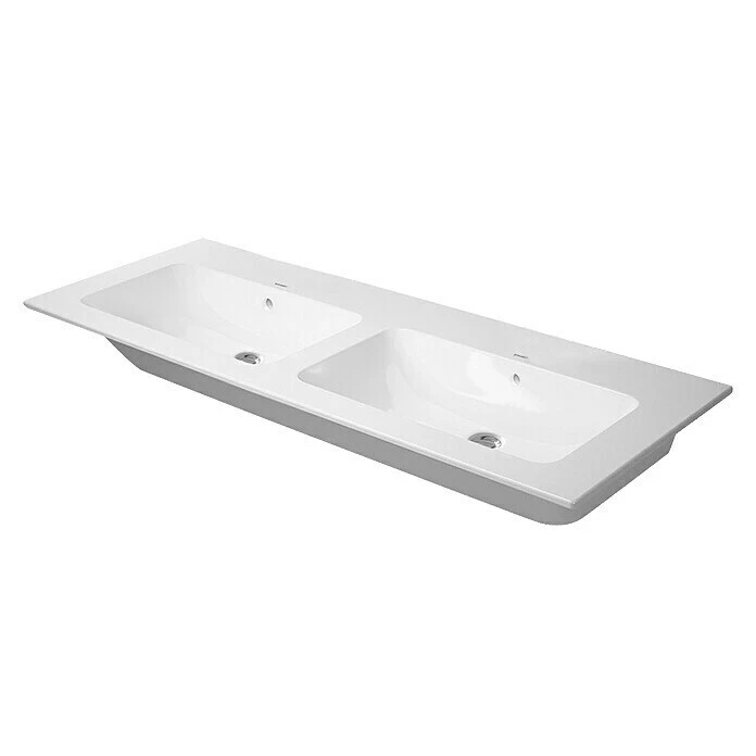 BAUHAUS Duravit ME By Starck Doppelwaschtisch 130 X 49 Cm, Mit Schmutzabweisender Glasur, Hahnloch: Ohne, Mit Überlauf, Weiß 3 BAUHAUS Duravit ME By Starck Doppelwaschtisch 130 X 49 Cm, Mit Schmutzabweisender Glasur, Hahnloch: Ohne, Mit Überlauf, Weiß
