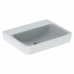 BAUHAUS Geberit Renova Plan Waschtisch 60 X 48 Cm, Mit Schmutzabweisender Glasur, Hahnloch: Ohne, Ohne Überlauf, Weiß