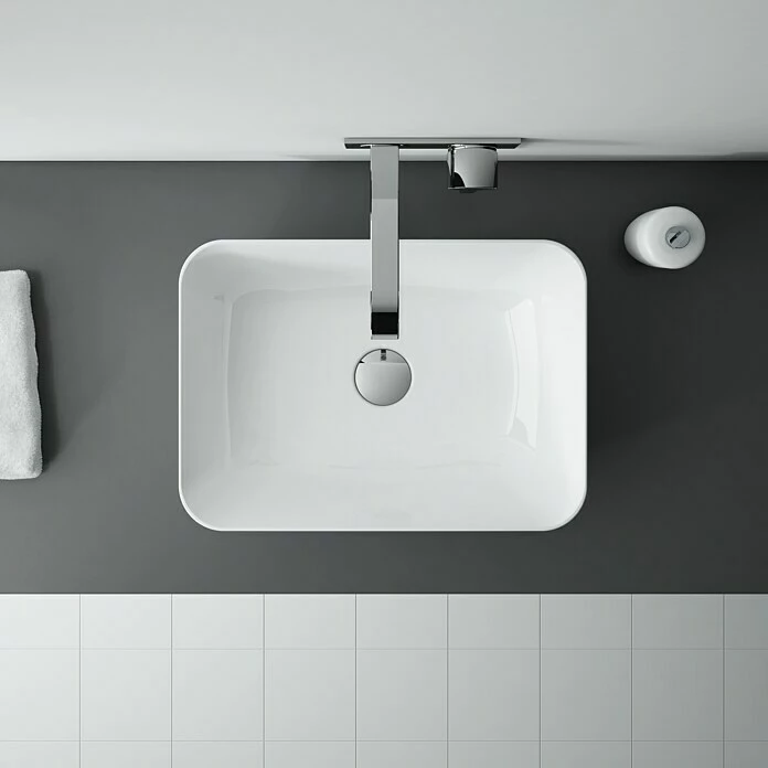 BAUHAUS Inspira Aufsatzwaschbecken 45,5 X 32,5 Cm, Keramik, Weiß 5 BAUHAUS Inspira Aufsatzwaschbecken 45,5 X 32,5 Cm, Keramik, Weiß – Bild 3