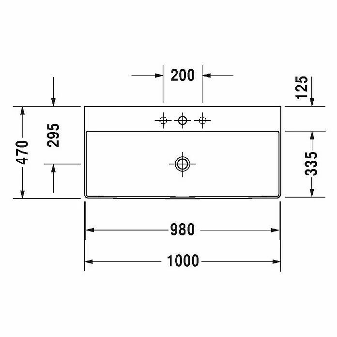 BAUHAUS Duravit DuraSquare Waschtisch 100 X 47 Cm, Mit Schmutzabweisender Glasur, Hahnloch: Ohne, Ohne Überlauf, Weiß, Ungeschliffen 4 BAUHAUS Duravit DuraSquare Waschtisch 100 X 47 Cm, Mit Schmutzabweisender Glasur, Hahnloch: Ohne, Ohne Überlauf, Weiß, Ungeschliffen – Bild 2