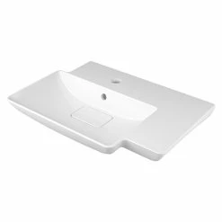 BAUHAUS Camargue Waschtisch Melbourne 52 X 36 Cm, Ohne Spezialglasur, Hahnloch: Mitte, Mit Überlauf, Weiß