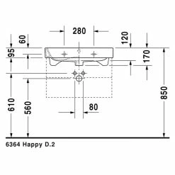 BAUHAUS Duravit Happy D.2 Waschtisch 65 X 50 Cm, Mit Schmutzabweisender Glasur, Hahnloch: Mitte, Mit Überlauf, Weiß, Ungeschliffen -Bauhaus Geschäft 12 3267
