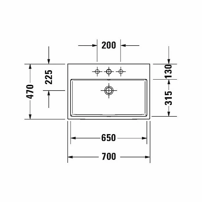 BAUHAUS Duravit Vero Air Waschtisch 70 X 47 Cm, Ohne Spezialglasur, Hahnloch: Ohne, Ohne Überlauf, Weiß, Geschliffen 4 BAUHAUS Duravit Vero Air Waschtisch 70 X 47 Cm, Ohne Spezialglasur, Hahnloch: Ohne, Ohne Überlauf, Weiß, Geschliffen – Bild 2