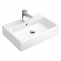BAUHAUS Villeroy & Boch Memento Waschtisch 1 60 X 42 Cm, Mit Schmutzabweisender Glasur, Hahnloch: Mitte, Mit Überlauf, Weiß