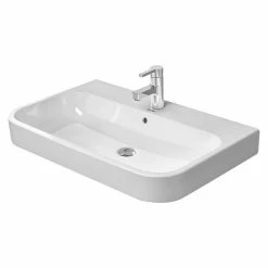 BAUHAUS Duravit Happy D.2 Waschtisch 80 X 50,5 Cm, Mit Schmutzabweisender Glasur, Hahnloch: Mitte, Mit Überlauf, Weiß, Geschliffen
