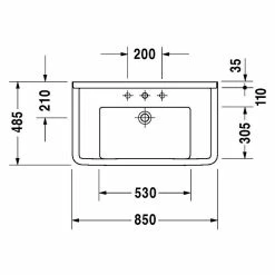 BAUHAUS Duravit Starck 3 Waschtisch Typ 1 85 X 48,5 Cm, Mit Schmutzabweisender Glasur, Hahnloch: Mitte, Mit Überlauf, Weiß 5 BAUHAUS Duravit Starck 3 Waschtisch Typ 1 85 X 48,5 Cm, Mit Schmutzabweisender Glasur, Hahnloch: Mitte, Mit Überlauf, Weiß -Bauhaus Geschäft 12 3468