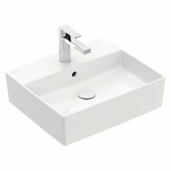 BAUHAUS Villeroy & Boch Memento 2.0 Aufsatzwaschbecken 50 X 42 Cm, Mit Schmutzabweisender Glasur, Hahnloch: Mitte, Mit Überlauf, Weiß