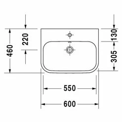 BAUHAUS Duravit Happy D.2 Aufsatzwaschbecken 60 X 46 Cm, Ohne Spezialglasur, Hahnloch: Mitte, Mit Überlauf, Weiß -Bauhaus Geschäft 12 3522
