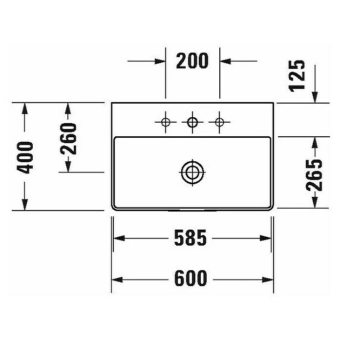 BAUHAUS Duravit DuraSquare Waschtisch Compact 60 X 40 Cm, Mit Schmutzabweisender Glasur, Hahnloch: Ohne, Ohne Überlauf, Weiß, Geschliffen 4 BAUHAUS Duravit DuraSquare Waschtisch Compact 60 X 40 Cm, Mit Schmutzabweisender Glasur, Hahnloch: Ohne, Ohne Überlauf, Weiß, Geschliffen – Bild 2
