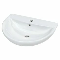 BAUHAUS Camargue Sydney Waschtisch 60 X 46 Cm, Ohne Spezialglasur, Hahnloch: Mitte, Mit Überlauf, Weiß