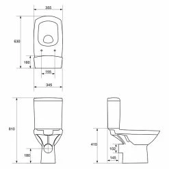 BAUHAUS Stand-WC-Kombination Carina Spülrandlos, Ohne Spezialglasur, Spülform: Tief, WC Abgang: Waagerecht, Weiß -Bauhaus Geschäft 12 3707