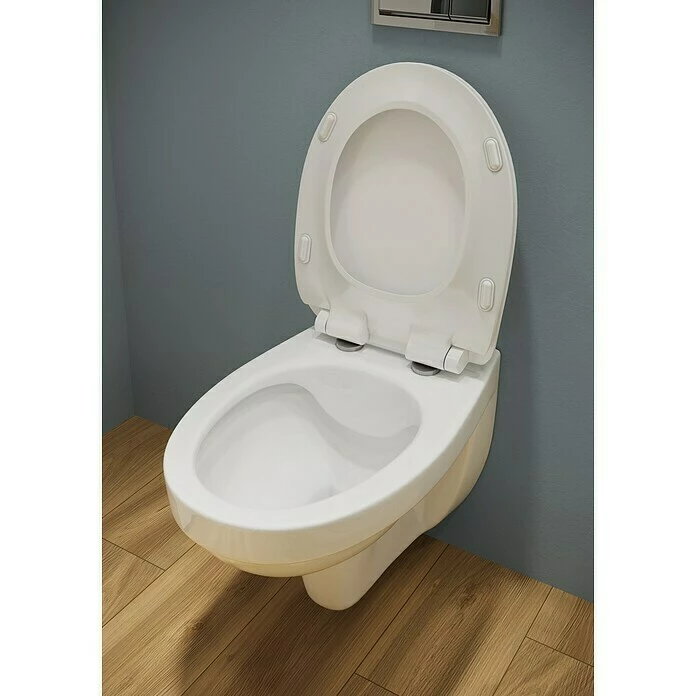 BAUHAUS Cersanit Cersania Wand-WC-Set Mit Spülrand, Ohne Spezialglasur, Spülform: Tief, WC Abgang: Waagerecht, Weiß 4 BAUHAUS Cersanit Cersania Wand-WC-Set Mit Spülrand, Ohne Spezialglasur, Spülform: Tief, WC Abgang: Waagerecht, Weiß – Bild 2