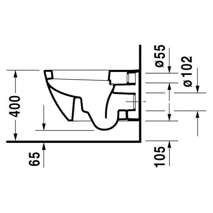BAUHAUS Duravit Happy D.2 Wand-WC Mit Spülrand, Ohne Spezialglasur, Spülform: Tief, WC Abgang: Waagerecht, Weiß 5 BAUHAUS Duravit Happy D.2 Wand-WC Mit Spülrand, Ohne Spezialglasur, Spülform: Tief, WC Abgang: Waagerecht, Weiß – Bild 3
