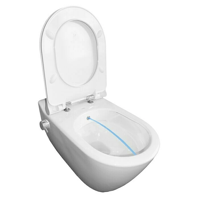BAUHAUS Wand-Dusch-WC Mineral Spülrandlos, Ohne Spezialglasur, Spülform: Tief, WC Abgang: Waagerecht, Weiß 4 BAUHAUS Wand-Dusch-WC Mineral Spülrandlos, Ohne Spezialglasur, Spülform: Tief, WC Abgang: Waagerecht, Weiß – Bild 2