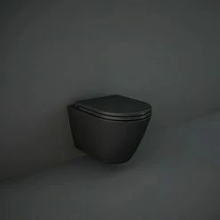 BAUHAUS Feeling Wand-WC Spülrandlos, Ohne Spezialglasur, Spülform: Tief, WC Abgang: Waagerecht, Schwarz, Matt