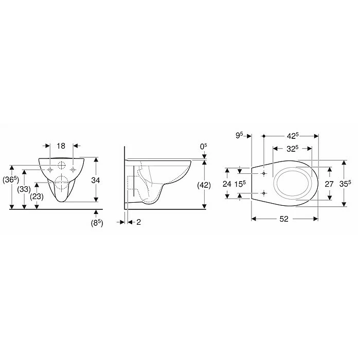 BAUHAUS Camargue Sydney Wand-WC Mit Spülrand, Ohne Spezialglasur, Spülform: Tief, WC Abgang: Waagerecht, Weiß 4 BAUHAUS Camargue Sydney Wand-WC Mit Spülrand, Ohne Spezialglasur, Spülform: Tief, WC Abgang: Waagerecht, Weiß – Bild 2