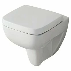 BAUHAUS Geberit Renova Nr. 1 Plan Wand-WC-Set Spülrandlos, Ohne Spezialglasur, Spülform: Tief, WC Abgang: Waagerecht, Weiß