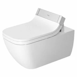 BAUHAUS Duravit Happy D.2 Wand-WC Typ 2 Spülrandlos, Mit Antibakterieller Glasur, Spülform: Tief, WC Abgang: Waagerecht, Weiß