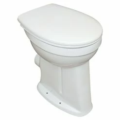 BAUHAUS Camargue Stand-WC-Set Plus 100 Mit Spülrand, Ohne Spezialglasur, Spülform: Flach, WC Abgang: Waagerecht, Weiß