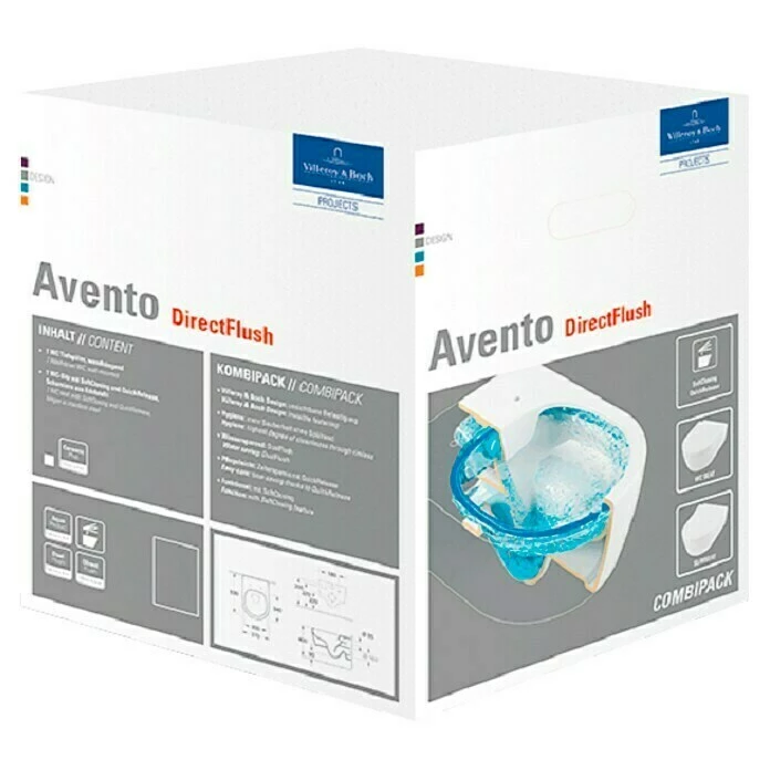 BAUHAUS Villeroy & Boch Avento Wand-WC-Set I Spülrandlos, Mit Schmutzabweisender Glasur, Spülform: Tief, WC Abgang: Waagerecht, Weiß 4 BAUHAUS Villeroy & Boch Avento Wand-WC-Set I Spülrandlos, Mit Schmutzabweisender Glasur, Spülform: Tief, WC Abgang: Waagerecht, Weiß – Bild 2