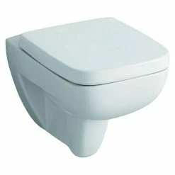 BAUHAUS Geberit Renova Nr. 1 Plan Wand-WC Mit Spülrand, Mit Schmutzabweisender Glasur, Spülform: Tief, WC Abgang: Waagerecht, Weiß