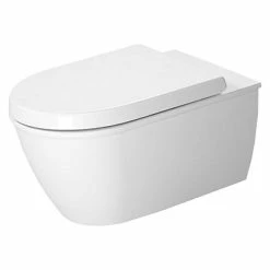 BAUHAUS Duravit Darling New Wand-WC Typ 1 Mit Spülrand, Mit Antibakterieller Glasur, Spülform: Tief, WC Abgang: Waagerecht, Weiß