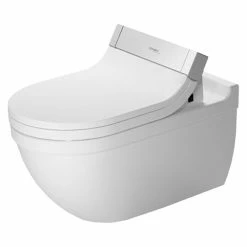 BAUHAUS Duravit Starck 3 Wand-WC Typ 2 Mit Spülrand, Mit Antibakterieller Glasur, Spülform: Tief, WC Abgang: Waagerecht, Weiß