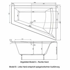 BAUHAUS Ottofond Badewanne Cebu 2 A Rechtsseitig, 175 X 135/70 X 50 Cm, Sanitäracryl, Weiß -Bauhaus Geschäft 12 447