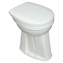 BAUHAUS Camargue Stand-WC-Set Plus 100 Mit Spülrand, Ohne Spezialglasur, Spülform: Flach, WC Abgang: Senkrecht, Weiß