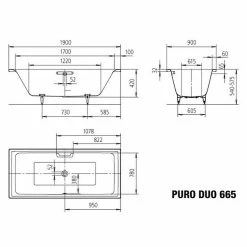 BAUHAUS Kaldewei Badewanne Puro Duo 665 190 X 90 Cm, Stahl-Email, Alpinweiß -Bauhaus Geschäft 12 473