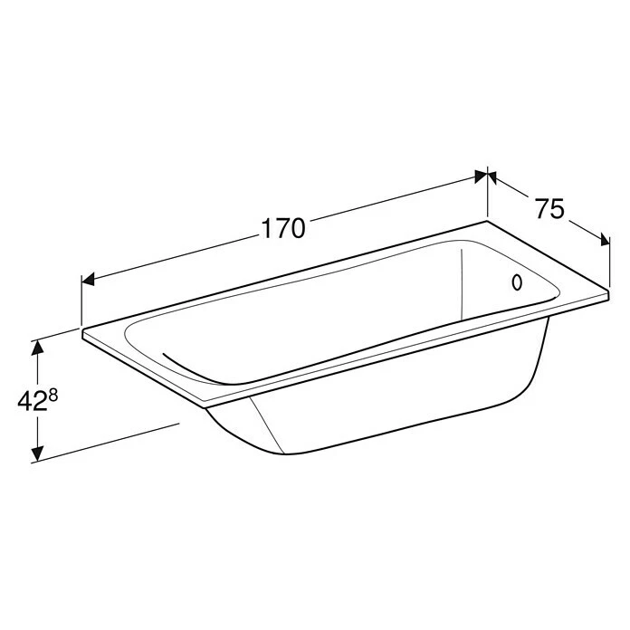 BAUHAUS Geberit Renova Badewanne Duo 170 X 75 Cm, Sanitäracryl, Weiß, Ablauf: Fußende 4 BAUHAUS Geberit Renova Badewanne Duo 170 X 75 Cm, Sanitäracryl, Weiß, Ablauf: Fußende – Bild 2
