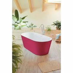 BAUHAUS Camargue Freistehende Badewanne Torino L X B: 170 X 80 Cm, 268 L, Sanitäracryl, Rot/Weiß