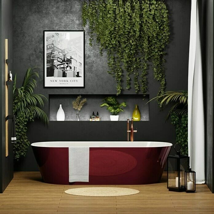 BAUHAUS Camargue Freistehende Badewanne Torino L X B: 170 X 80 Cm, 268 L, Sanitäracryl, Bordeaux/Weiß 8 BAUHAUS Camargue Freistehende Badewanne Torino L X B: 170 X 80 Cm, 268 L, Sanitäracryl, Bordeaux/Weiß – Bild 6