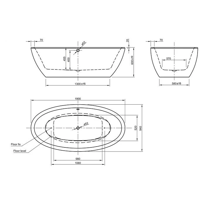 BAUHAUS Ottofond Freistehende Badewanne Jade 190 X 94 Cm, Sanitäracryl, Weiß 6 BAUHAUS Ottofond Freistehende Badewanne Jade 190 X 94 Cm, Sanitäracryl, Weiß – Bild 4