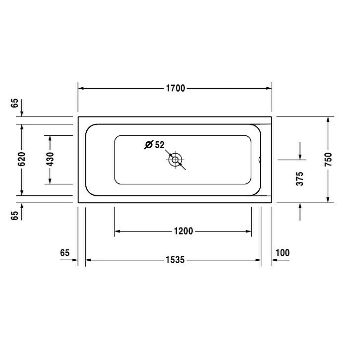 BAUHAUS Duravit D-Code Badewanne 170 X 75 Cm, Ablauf: Mittig, Sanitäracryl, Weiß 5 BAUHAUS Duravit D-Code Badewanne 170 X 75 Cm, Ablauf: Mittig, Sanitäracryl, Weiß – Bild 3