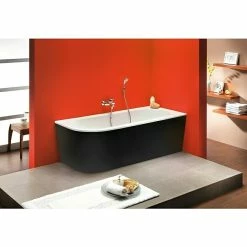 BAUHAUS Ottofond Badewanne Siesta Corner Linksseitig, 178 X 78 Cm, Sanitäracryl, Schwarz/Weiß