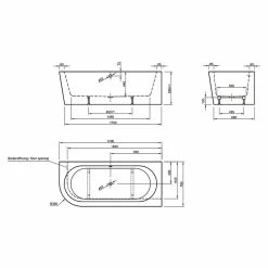 BAUHAUS Ottofond Badewanne Siesta Corner Linksseitig, 178 X 78 Cm, Sanitäracryl, Schwarz/Weiß -Bauhaus Geschäft 12 694