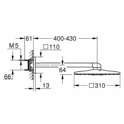 BAUHAUS Grohe Rainshower SmartActive Kopfbrausen-Set 310 Cube 31 X 31 Cm, 25 L/min Bei 3 Bar, Wandmontage, Moonwhite/Chrom -Bauhaus Geschäft 12 776