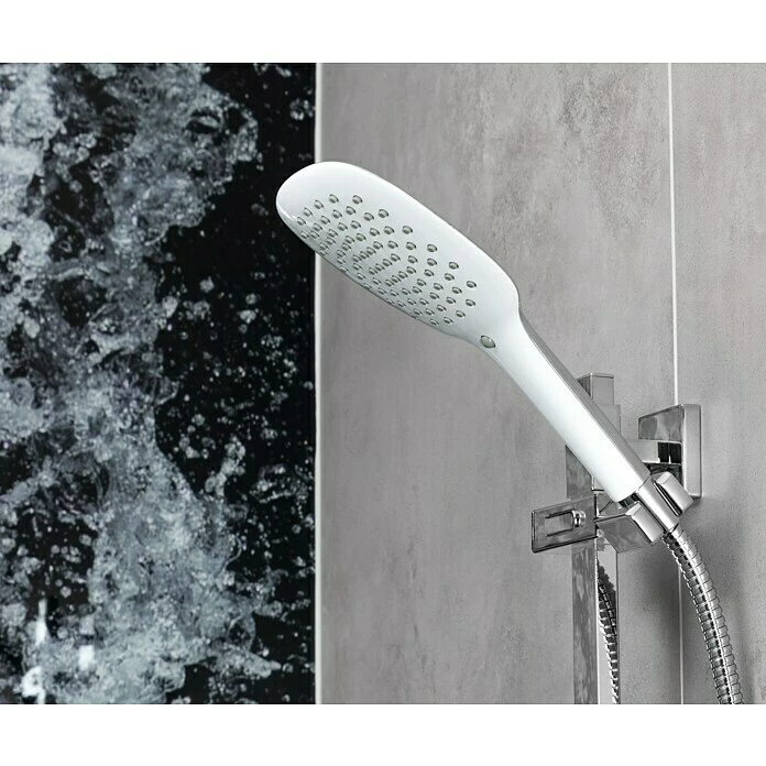 BAUHAUS Mixomat Brausegarnitur Gulfoss Art Strahl: Sanfter Duschregen, Chrom/Weiß 7 BAUHAUS Mixomat Brausegarnitur Gulfoss Art Strahl: Sanfter Duschregen, Chrom/Weiß – Bild 5