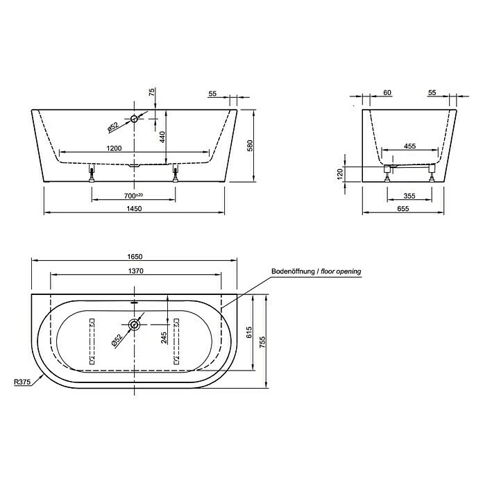 BAUHAUS Ottofond Badewanne Siesta 165 X 75 Cm, Sanitäracryl, Weiß 5 BAUHAUS Ottofond Badewanne Siesta 165 X 75 Cm, Sanitäracryl, Weiß – Bild 3